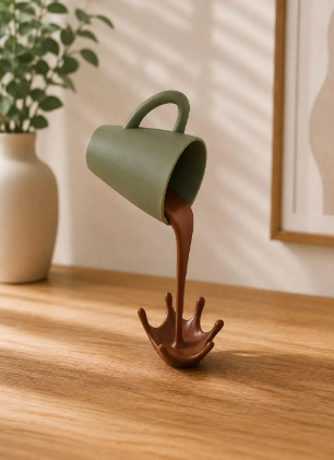 Schwebende Tasse mit Kaffee-Effekt | 3D-gedruckte Wohnraumdeko