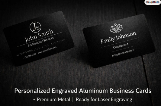 Personalisierte Metall Visitenkarten – Lasergravur | v Aluminium Business Cards | Individuelles Design