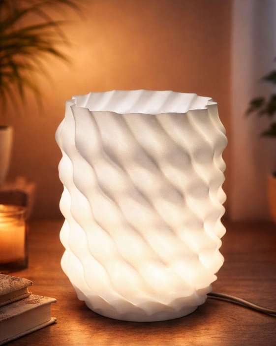 Moderne Design Tischlampe | 3D-gedruckter Spiral Lampenschirm | Ambientebeleuchtung