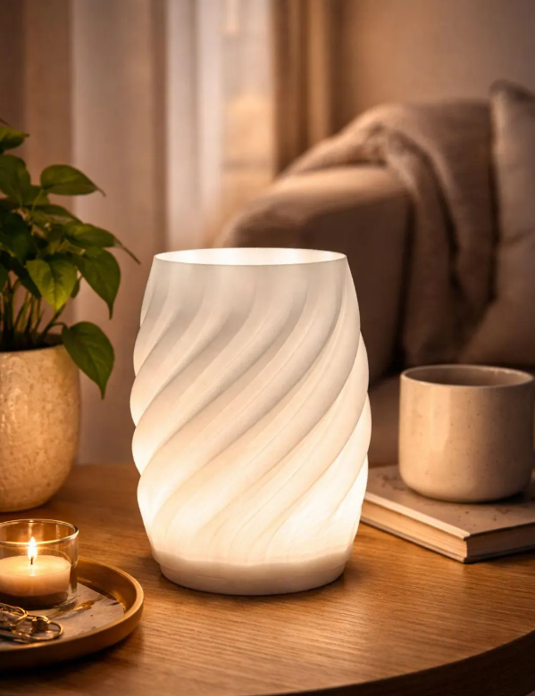 Moderne Design Tischlampe | 3D-gedruckter Spiral Lampenschirm | Ambientebeleuchtung