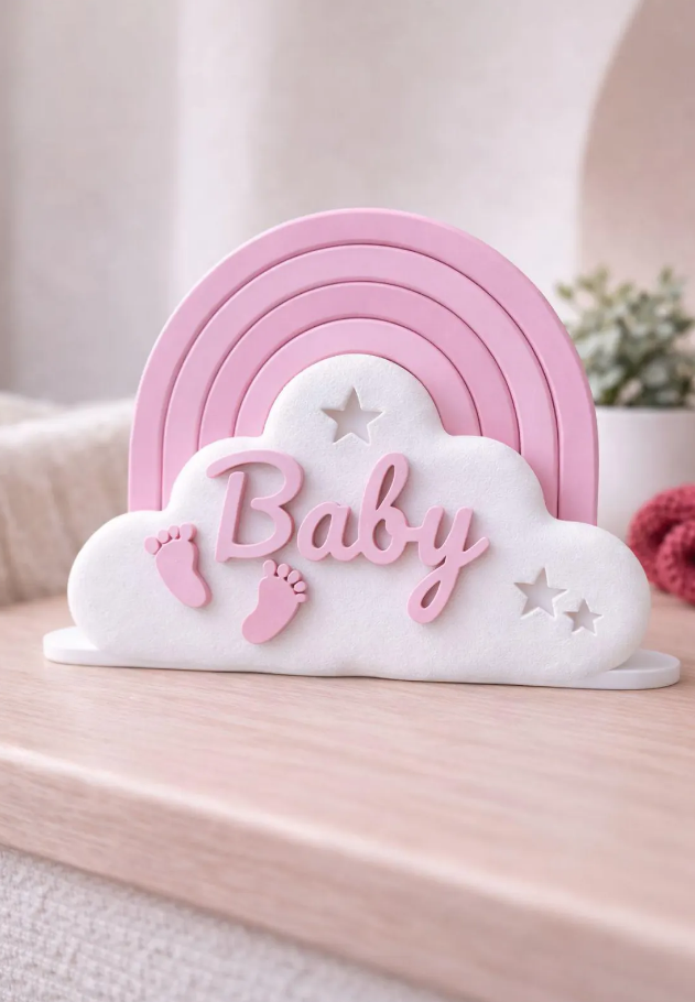 Anpassbares "Baby" Regenbogen- & Wolken-Deko
