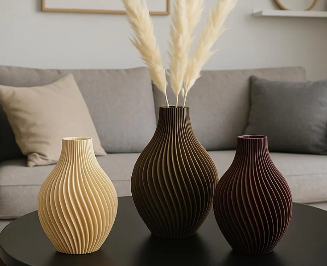 Minimalistische Spiralvase aus 3D-Druck  – stilvolle Deko für moderne Wohnräume