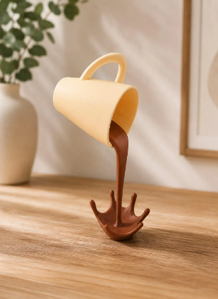 Schwebende Tasse mit Kaffee-Effekt | 3D-gedruckte Wohnraumdeko