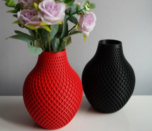 Moderne 3D gedruckte Vase | Geometrische Gitterstruktur | Design Blumenvase | Minimalistische Wohndeko