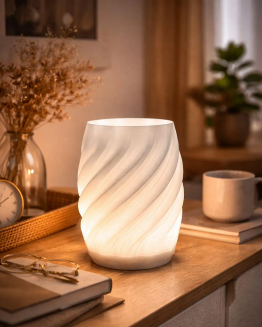 Moderne Design Tischlampe | 3D-gedruckter Spiral Lampenschirm | Ambientebeleuchtung