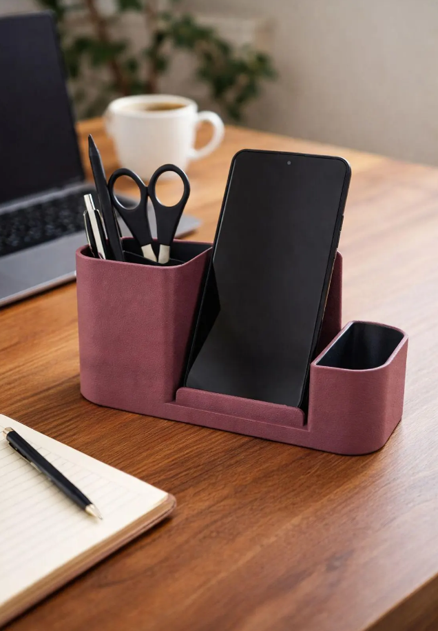 Schreibtisch Organizer mit Handyhalter | Desk Organizer modern | Stiftehalter Büro | 3D gedruckte Schreibtisch Aufbewahrung