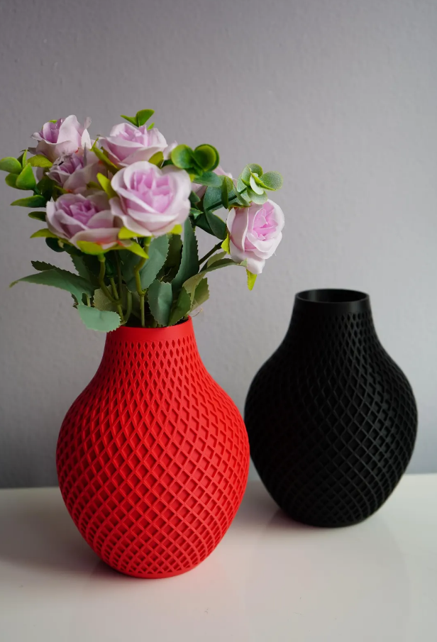 Moderne 3D gedruckte Vase | Geometrische Gitterstruktur | Design Blumenvase | Minimalistische Wohndeko