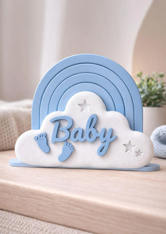 Anpassbares "Baby" Regenbogen- & Wolken-Deko