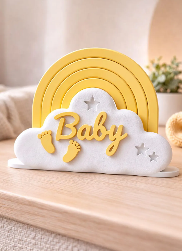Anpassbares "Baby" Regenbogen- & Wolken-Deko