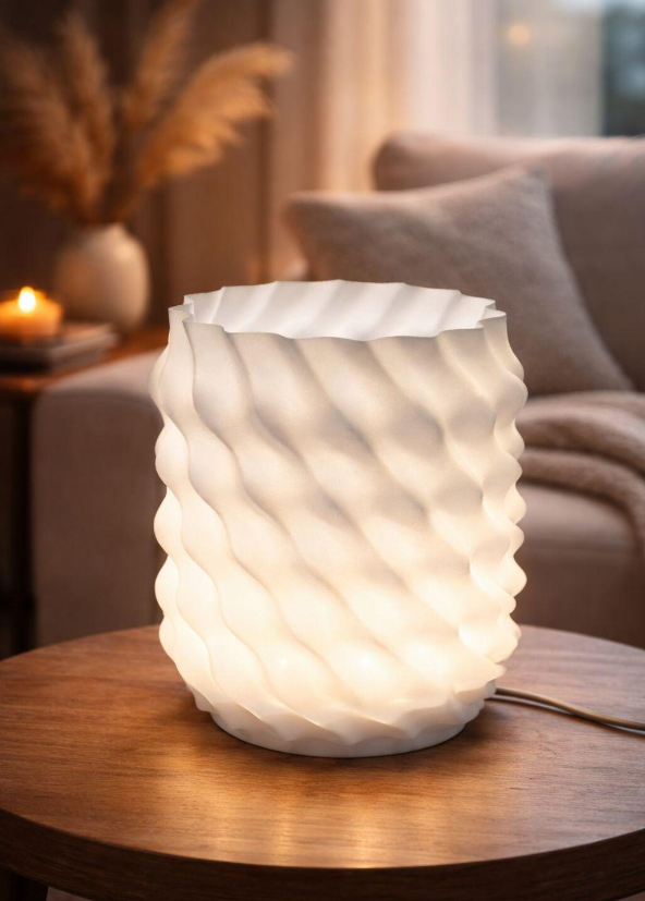 Moderne Design Tischlampe | 3D-gedruckter Spiral Lampenschirm | Ambientebeleuchtung