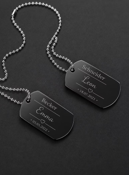 Personalisierter Militär Anhänger | Dog Tag Kette mit Gravur | Edelstahl Geschenk