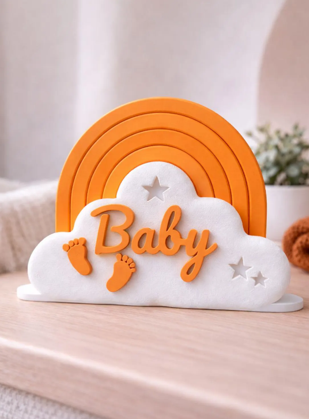 Anpassbares "Baby" Regenbogen- & Wolken-Deko