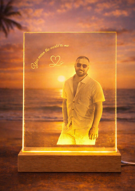 Personalisierte LED Acryl Fotolampe – Lasergravur Geschenk, Jahrestag Geschenk