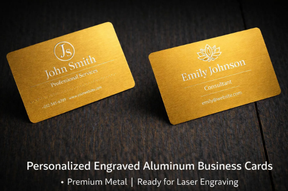 Personalisierte Metall Visitenkarten – Lasergravur | v Aluminium Business Cards | Individuelles Design